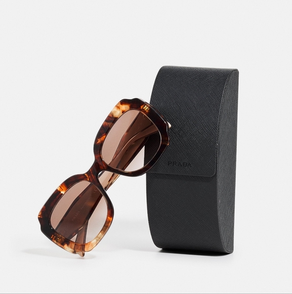 NEW PR16YSF WOMEN PRADA SUNGLASSES BROWN PRADA SPR 16Y-F 01R0A6 ROUND PR 16YSF - Picture 2 of 6